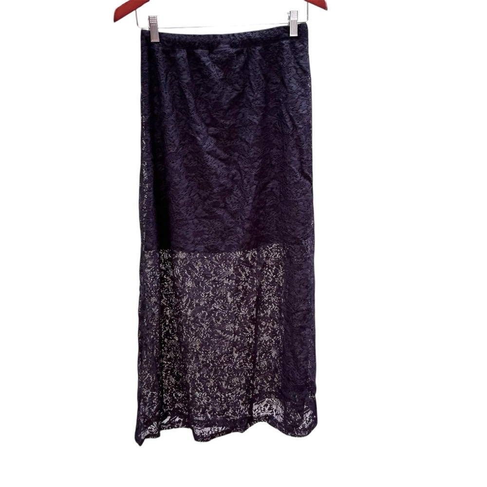 Joe Boxer Black Lace Overlay Maxi Skirt, Small
